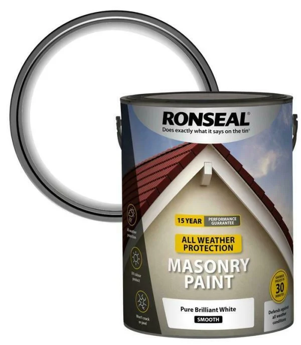 Ronseal All Weather Masonry Paint Pure Brilliant White, 5L