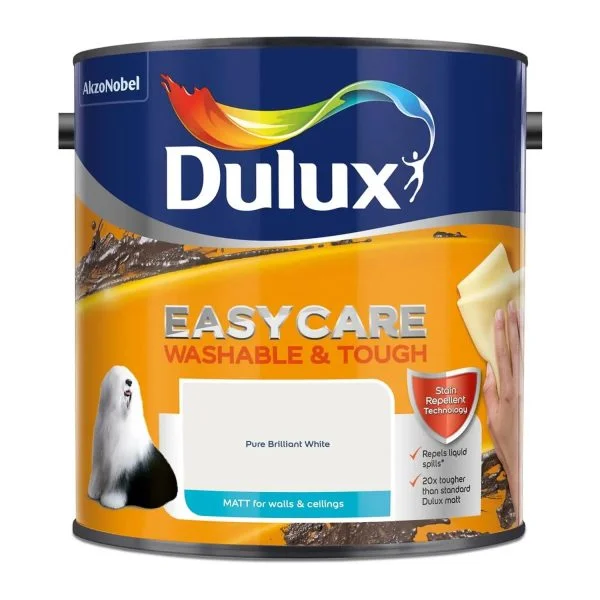 Dulux Easycare Washable & Tough Matt Emulsion Paint Pure Brilliant White - 2.5L - Image 6