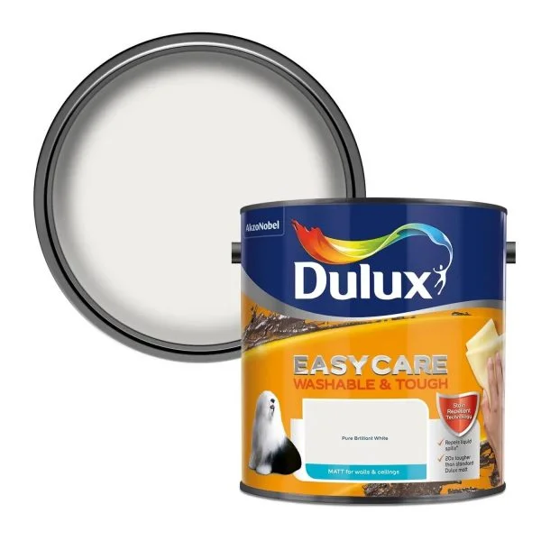 Dulux Easycare Washable & Tough Matt Emulsion Paint Pure Brilliant White - 2.5L