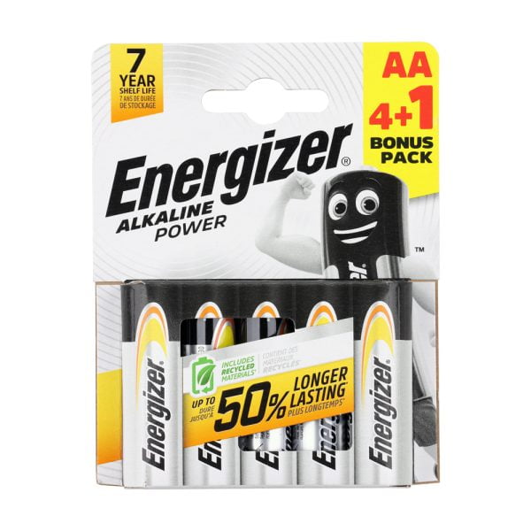 Energizer AA Alkaline Power Battery, Pack of 5