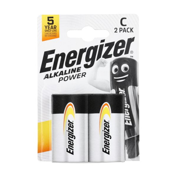 Energizer C Alkaline Power Battery, Pack of 2