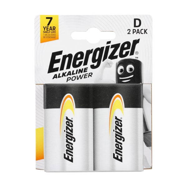 Energizer D Alkaline Power Battery, Pack of 2