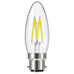 LED BC (B22) Candle Filament Non-Dimmable Bulb, Warm White 4W
