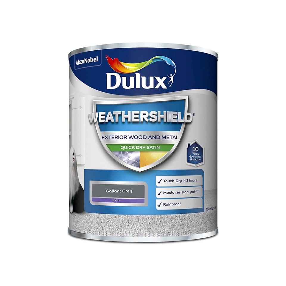 Dulux Weathershield Quick Dry Satin, Gallant Grey 750ml - Image 3