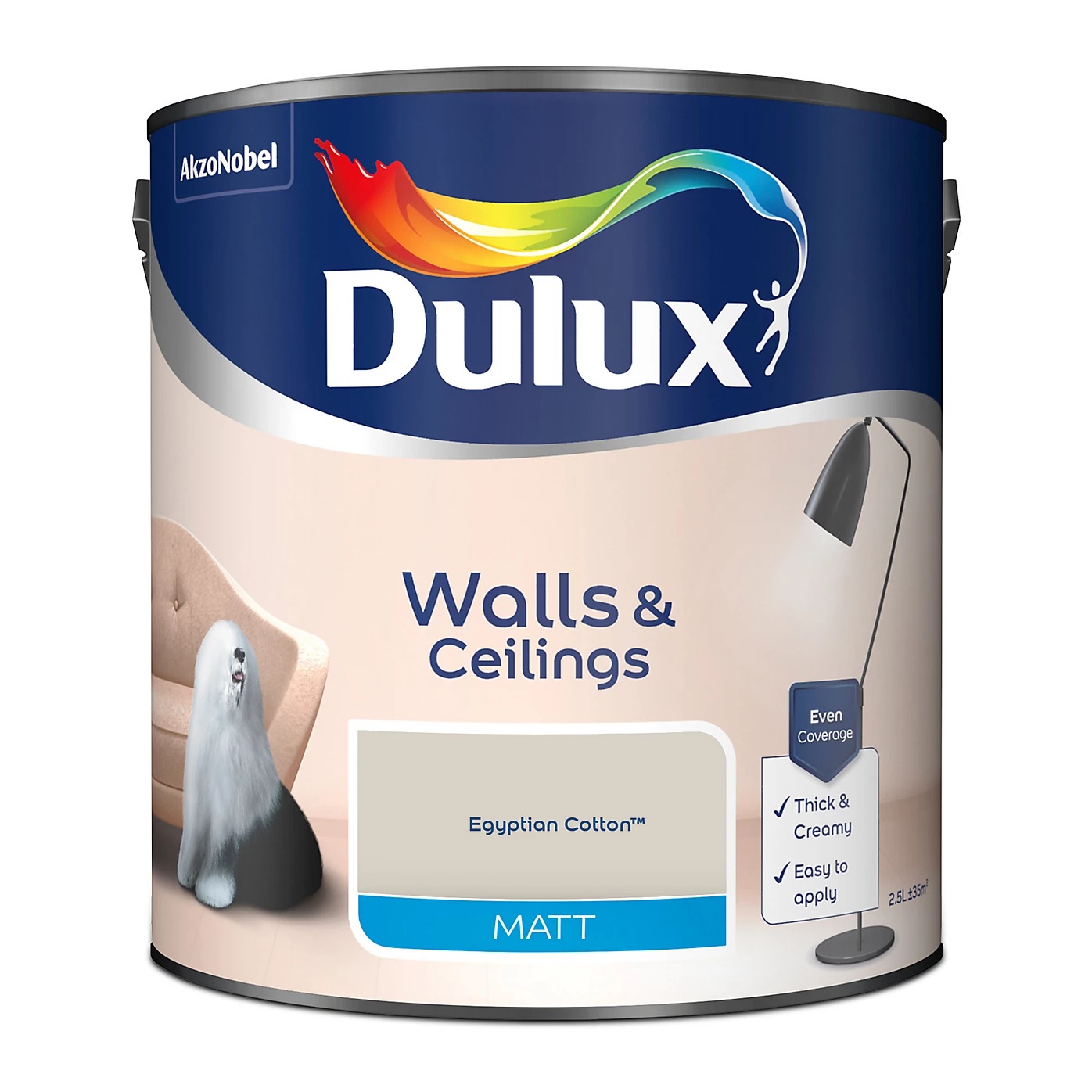 Dulux Matt Emulsion Paint Egyptian Cotton - 2.5L - Image 3