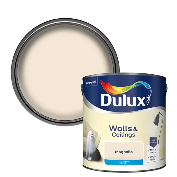 Dulux Matt Emulsion Paint Magnolia - 2.5L - Swaffham Building Supplies